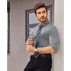 image:imageAlimens amp Gentle Stretch Mens Dress Shirts Slim Fit Long Sleeve Casual Skinny Muscle Fit Wrinkle Free Button Down ShirtGrey
