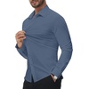 image:imageAlimens amp Gentle Stretch Mens Dress Shirts Slim Fit Long Sleeve Casual Skinny Muscle Fit Wrinkle Free Button Down ShirtInfinity Blue