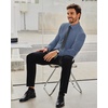 image:imageAlimens amp Gentle Stretch Mens Dress Shirts Slim Fit Long Sleeve Casual Skinny Muscle Fit Wrinkle Free Button Down ShirtInfinity Blue