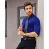 image:imageAlimens amp Gentle Stretch Mens Dress Shirts Slim Fit Long Sleeve Casual Skinny Muscle Fit Wrinkle Free Button Down ShirtKlein Blue