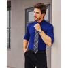 image:imageAlimens amp Gentle Stretch Mens Dress Shirts Slim Fit Long Sleeve Casual Skinny Muscle Fit Wrinkle Free Button Down ShirtKlein Blue