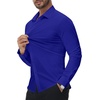 image:imageAlimens amp Gentle Stretch Mens Dress Shirts Slim Fit Long Sleeve Casual Skinny Muscle Fit Wrinkle Free Button Down ShirtKlein Blue