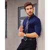 image:imageAlimens amp Gentle Stretch Mens Dress Shirts Slim Fit Long Sleeve Casual Skinny Muscle Fit Wrinkle Free Button Down ShirtNavy Blue