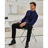 image:imageAlimens amp Gentle Stretch Mens Dress Shirts Slim Fit Long Sleeve Casual Skinny Muscle Fit Wrinkle Free Button Down ShirtNavy Blue