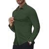 image:imageAlimens amp Gentle Stretch Mens Dress Shirts Slim Fit Long Sleeve Casual Skinny Muscle Fit Wrinkle Free Button Down ShirtOlive