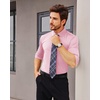 image:imageAlimens amp Gentle Stretch Mens Dress Shirts Slim Fit Long Sleeve Casual Skinny Muscle Fit Wrinkle Free Button Down ShirtPink