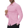 image:imageAlimens amp Gentle Stretch Mens Dress Shirts Slim Fit Long Sleeve Casual Skinny Muscle Fit Wrinkle Free Button Down ShirtPink