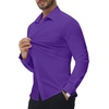 image:imageAlimens amp Gentle Stretch Mens Dress Shirts Slim Fit Long Sleeve Casual Skinny Muscle Fit Wrinkle Free Button Down ShirtPurple