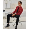 image:imageAlimens amp Gentle Stretch Mens Dress Shirts Slim Fit Long Sleeve Casual Skinny Muscle Fit Wrinkle Free Button Down ShirtRuby Red