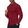 image:imageAlimens amp Gentle Stretch Mens Dress Shirts Slim Fit Long Sleeve Casual Skinny Muscle Fit Wrinkle Free Button Down ShirtRuby Red