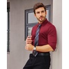 image:imageAlimens amp Gentle Stretch Mens Dress Shirts Slim Fit Long Sleeve Casual Skinny Muscle Fit Wrinkle Free Button Down ShirtRuby Red