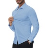 image:imageAlimens amp Gentle Stretch Mens Dress Shirts Slim Fit Long Sleeve Casual Skinny Muscle Fit Wrinkle Free Button Down ShirtSky Blue
