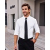 image:imageAlimens amp Gentle Stretch Mens Dress Shirts Slim Fit Long Sleeve Casual Skinny Muscle Fit Wrinkle Free Button Down ShirtWhite