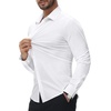 image:imageAlimens amp Gentle Stretch Mens Dress Shirts Slim Fit Long Sleeve Casual Skinny Muscle Fit Wrinkle Free Button Down ShirtWhite
