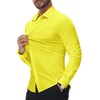 image:imageAlimens amp Gentle Stretch Mens Dress Shirts Slim Fit Long Sleeve Casual Skinny Muscle Fit Wrinkle Free Button Down ShirtYellow