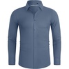 image:imageAlimens amp Gentle Stretch Mens Dress Shirts Slim Fit Long Sleeve Casual Skinny Muscle Fit Wrinkle Free Button Down ShirtInfinity Blue