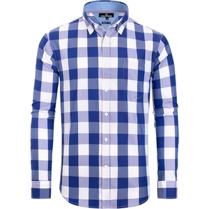 image:imageAlimens amp Gentle Mens Plaid Button Down Shirts Cotton Long Sleeve Dress Shirts Regular Fit Gingham ShirtsBlue  Buffalo Check