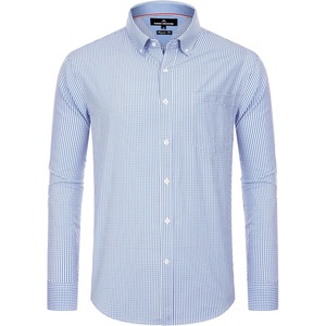 image:imageAlimens amp Gentle Mens Plaid Button Down Shirts Cotton Long Sleeve Dress Shirts Regular Fit Gingham ShirtsBlue White Gingham
