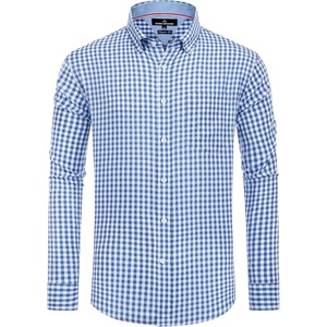 image:imageAlimens amp Gentle Mens Plaid Button Down Shirts Cotton Long Sleeve Dress Shirts Regular Fit Gingham ShirtsBlue White Plaid