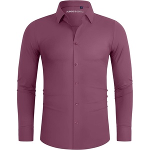 image:imageAlimens amp Gentle Stretch Mens Dress Shirts Slim Fit Long Sleeve Casual Skinny Muscle Fit Wrinkle Free Button Down ShirtMellow Mauve