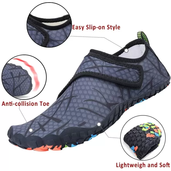 MAYZERO Water Shoes Men Women Swim Surf Shoes Beach Pool Shoes Wide Toe Hiking Aqua Shoes Winter House Slippers