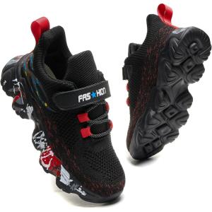 imageDaclay Kids Sports Shoes Running Shoes for Spring and Autumn Casual Knit Sneakers for Girls Boys School Students TeenagerBlack