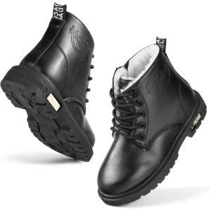 imageDaclay Kids Boots Children Boys and Girls CandyColored Waterproof and Velvet BootsBlacky4368