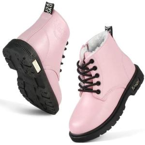 imageDaclay Kids Boots Children Boys and Girls CandyColored Waterproof and Velvet BootsPinky4368