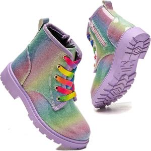imageDaclay Kids Girls Boots Childrens Boots Outdoor Boots Girls Plush Short Boots Boys bootsPurple