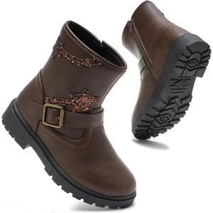 imageDaclay Toddler Boys Girls Boots Kids Work Boots Winter Snow Boot Hiking Outdoor ShoesBrownp15