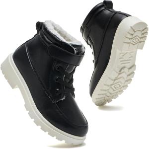 imageDaclay Kids Boots Children Boys and Girls CandyColored Waterproof and Velvet BootsBlackp10