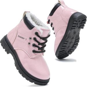 imageDaclay Kids Boots Children Boys and Girls CandyColored Waterproof and Velvet BootsPinkp17