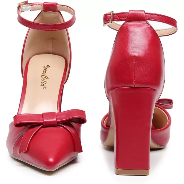 VenusCelia Women's Brightest Strap Pump Block Heel Shoe
