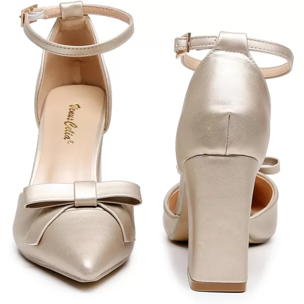 VenusCelia Women's Brightest Strap Pump Block Heel Shoe