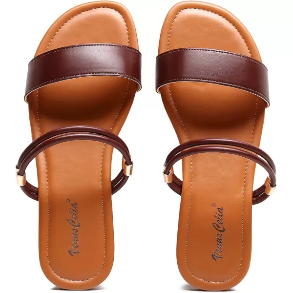 VenusCelia Women's Double Straps Flat Sandal