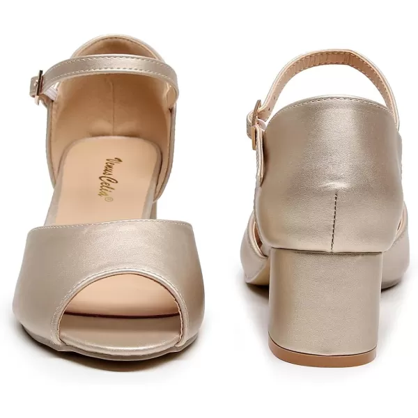 VenusCelia Women's Easy Going Strap Pump Chunky Heeled Sandal