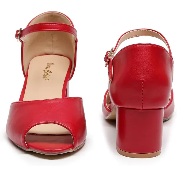 VenusCelia Women's Easy Going Strap Pump Chunky Heeled Sandal