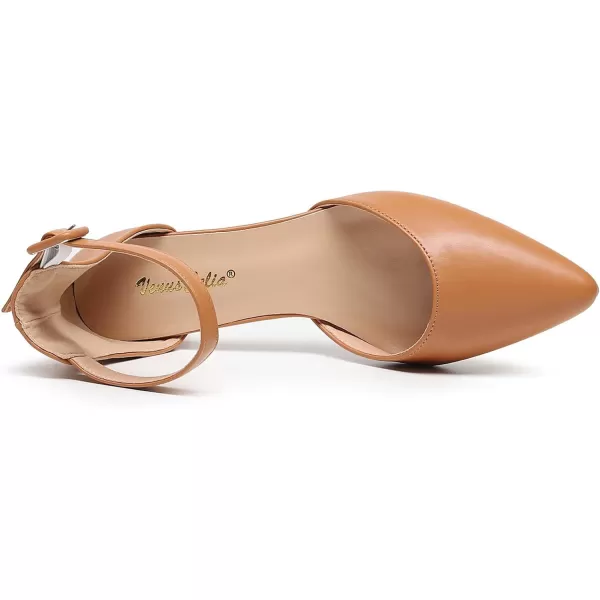 VenusCelia Women's Easy Going Strap Pump Kitten Heel Shoe
