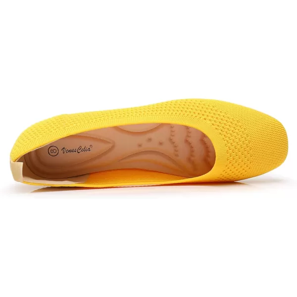 VenusCelia Women's Flexible Knit Flat Shoe