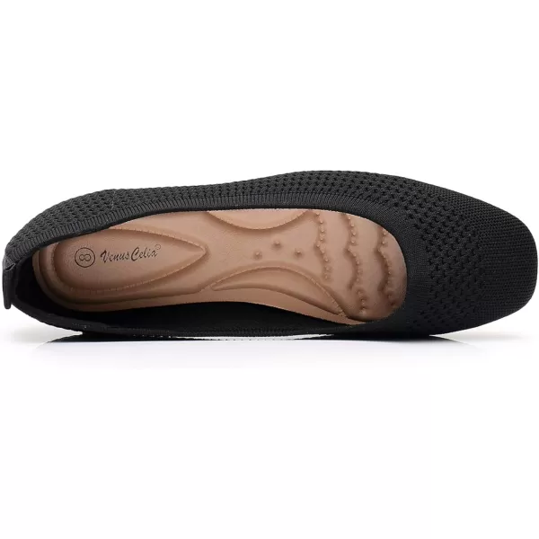 VenusCelia Women's Flexible Knit Flat Shoe