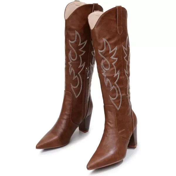 VenusCelia Women's Knee High Embroidery Fashion Boots