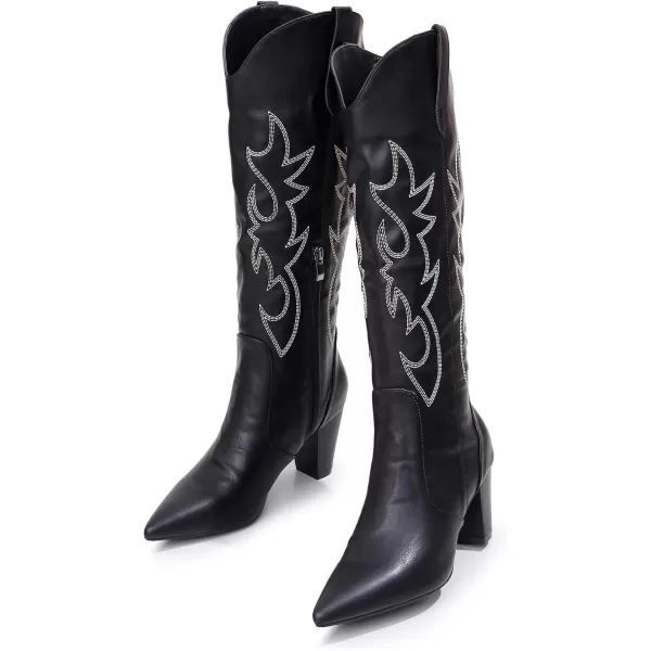 VenusCelia Women's Knee High Embroidery Fashion Boots