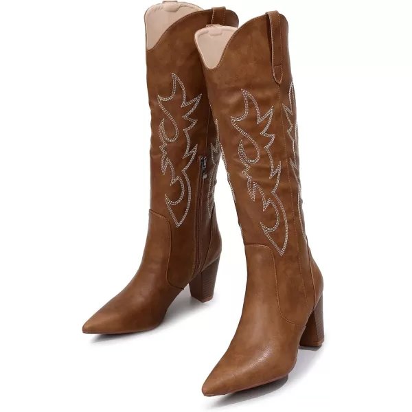 VenusCelia Women's Knee High Embroidery Fashion Boots