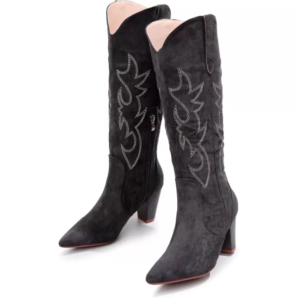 VenusCelia Women's Knee High Embroidery Fashion Boots