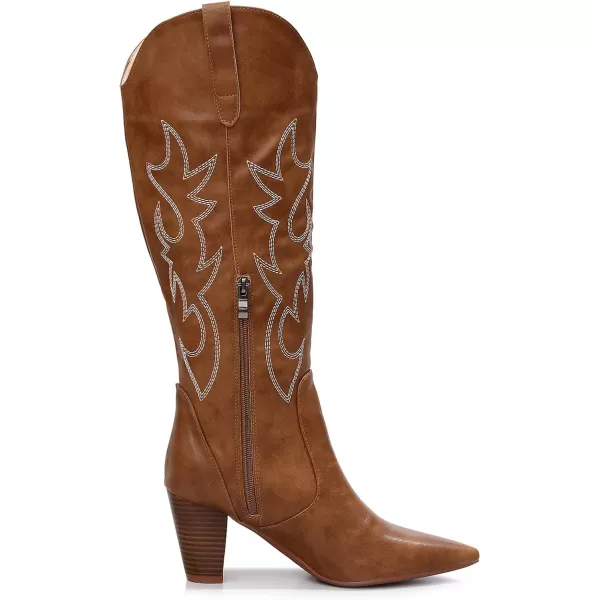 VenusCelia Women's Knee High Embroidery Fashion Boots