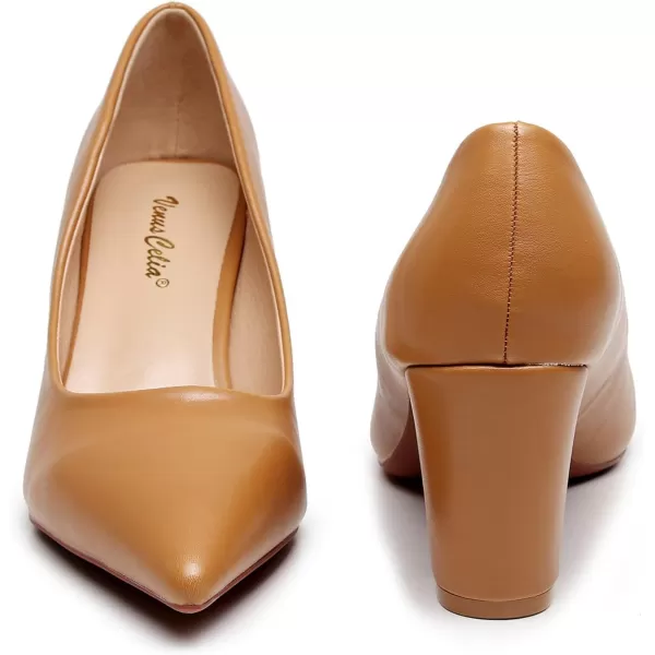 VenusCelia Women's Lewin Pump Chunky Heel Shoe