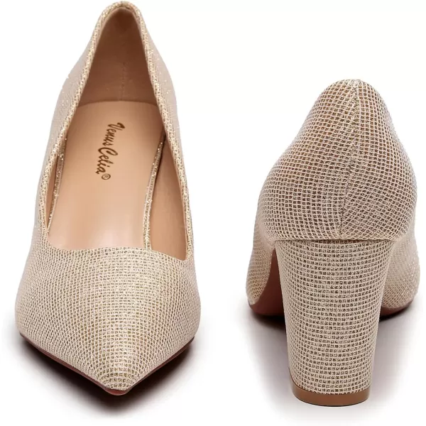 VenusCelia Women's Lewin Pump Chunky Heel Shoe