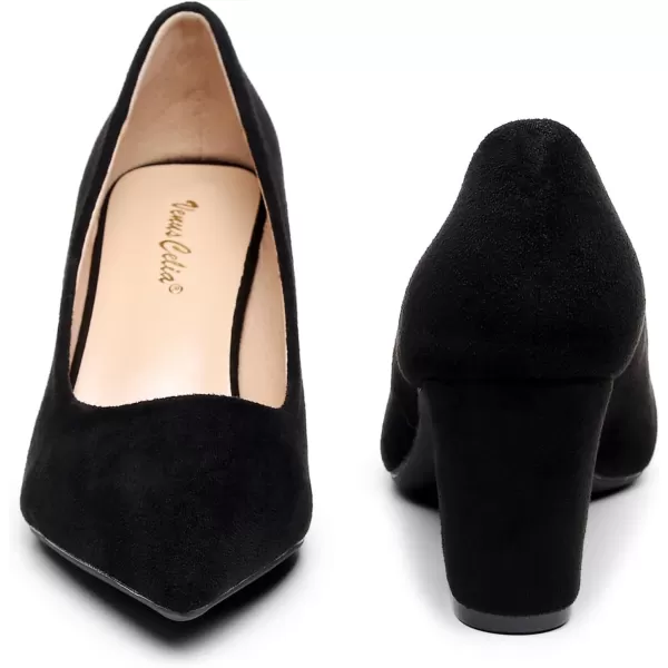 VenusCelia Women's Lewin Pump Chunky Heel Shoe