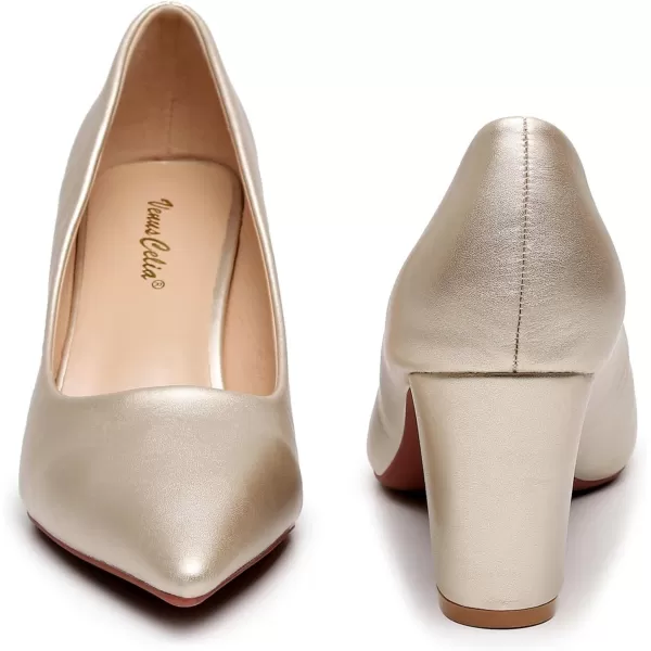 VenusCelia Women's Lewin Pump Chunky Heel Shoe