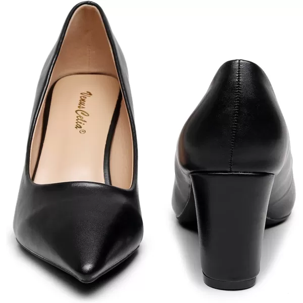 VenusCelia Women's Lewin Pump Chunky Heel Shoe